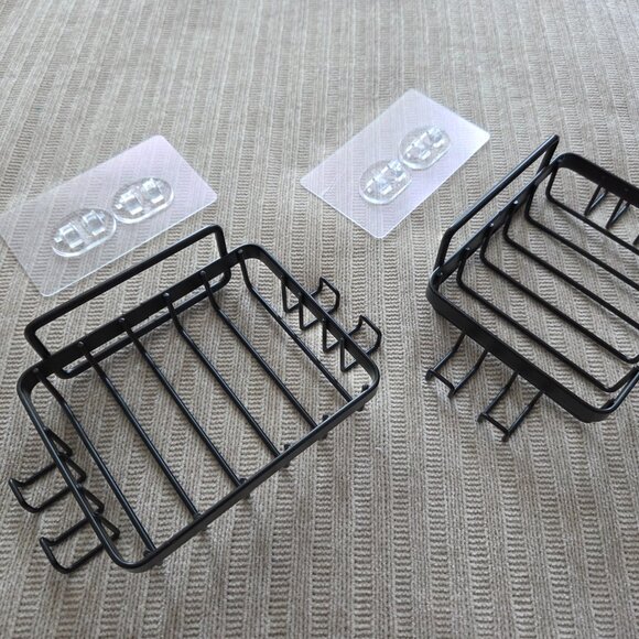 Set of 2 Black Metal Shower Caddies with Hooks - Picture 4 of 7